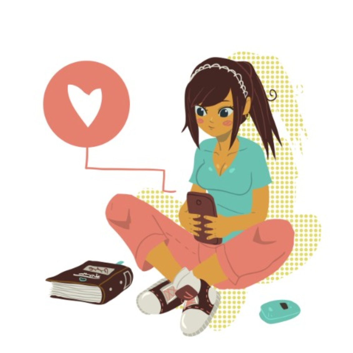 teen girl on phone texting - left out