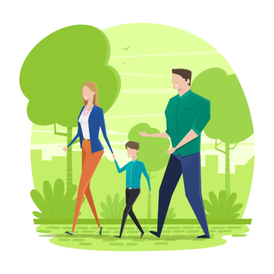 parents with young son on a walk, parenting styles